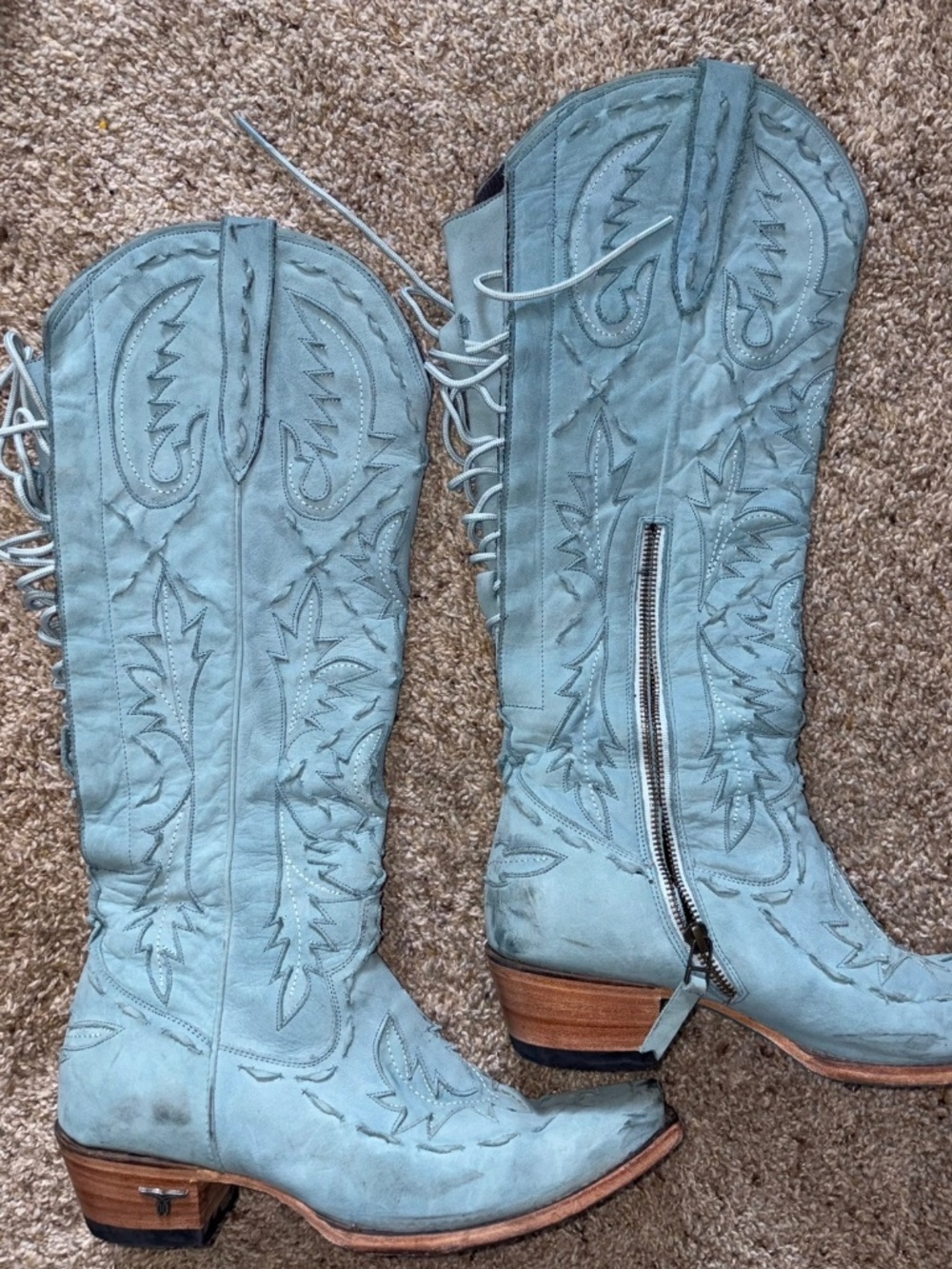 Lane Riverie Powder Blue Corset Western Boots